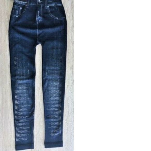 Denim One Size Leggings Fashion Designer India Blue Navy New - Picture 1 of 4